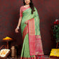 Lorenvalley Fashion Green Organza Silk Woven Design with Rich Meenakari Weaving Pallu Saree - Swadesiicart