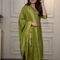 Lorenvalley Fashion Green Roman Silk Embroidery Sequence Work Kurta Pant with Dupatta - Swadesiicart