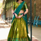 Lorenvalley Green Kanjivaram Silk Zari Weaving Lehenga Choli with Dupatta | Swadesiicart