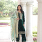 Lorenvalley Fashion Green Velvet with Rich Sequins & Zari Embroidered work Kurta Pant with Dupatta - Swadesiicart