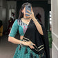 Lorenvalley Green Rayon with Bandhej And Ajarakh Print With Embossed Design Gota Lace Touch up Lehenga Choli | Swadesiicart