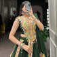 Lorenvalley Green Pure Cotton Plain And Printed With Foil Work Lehenga Choli with Dupatta | Swadesiicart