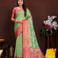 Lorenvalley Fashion Green Organza Silk Woven Design with Rich Meenakari Weaving Pallu Saree - Swadesiicart