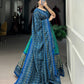 Lorenvalley Green Tussar Silk Bandhej And Ajarakh Print Lehenga Choli with Dupatta | Swadesiicart