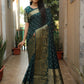 Lorenvalley Premium Pure Handmade Bandhej Kanjivaram silk saree with Zari Weaving Rich Pallu saree - Green - Swadesiicart