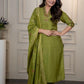 Lorenvalley Fashion Green Roman Silk Embroidery Sequence Work Kurta Pant with Dupatta - Swadesiicart