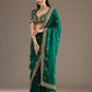 Lorenvalley Fashion Green Fendy Satin with Embroidery Double Sequence Work Saree with Blouse - Swadesiicart