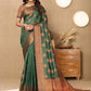 Lorenvalley Fashion Green Soft Katan Silk Woven Design Copper Zari Weaving Saree - Swadesiicart