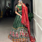 Lorenvalley Green Dola Silk Patola Print With Gamthi Work Lace Border Lehenga Choli with Dupatta | Swadesiicart