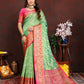 Lorenvalley Fashion Green Organza Silk Woven Design with Rich Meenakari Weaving Pallu Saree - Swadesiicart
