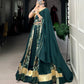 Lorenvalley Green Rayon and Tussar Silk Plain And Printed With Embossed Design Gota Lace Lehenga Choli with Dupatta | Swadesiicart