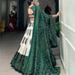 Lorenvalley Green Tussar Silk with Bandhej Print Lehenga Choli | Swadesiicart