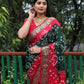 Lorenvalley Premium Pure Bandhej Tapeta Soft light weight silk saree with zari weaving Border - Multicolor - Swadesiicart