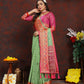 Lorenvalley Fashion Green Organza Silk Woven Design with Rich Meenakari Weaving Pallu Saree - Swadesiicart