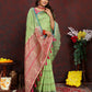 Lorenvalley Fashion Green Soft Katan Silk Woven Design Zari Weaving Pallu Saree - Swadesiicart