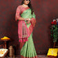 Lorenvalley Fashion Green Organza Silk Woven Design with Rich Meenakari Weaving Pallu Saree - Swadesiicart