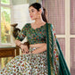 Lorenvalley Green Tussar Silk Floral Print with Foil Print Lehenga Choli with Dupatta | Swadesiicart