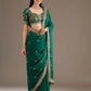 Lorenvalley Fashion Green Fendy Satin with Embroidery Double Sequence Work Saree with Blouse - Swadesiicart