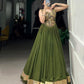 Lorenvalley Green Pure Rayon Plain With Embossed Design Lace Touch Up Lehenga Choli | Swadesiicart