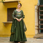 Lorenvalley Fashion Green Vichitra Silk with Multi Thread & Embroidered work Anarkali Gown with Dupatta - Swadesiicart