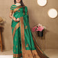 Lorenvalley Fashion Green Soft Silk Copper Zari weaving Design Saree - Swadesiicart