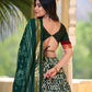 Lorenvalley Green Tussar Silk Ikkat Print With Foil Work Lehenga Choli with Dupatta | Swadesiicart