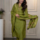 Lorenvalley Fashion Green Roman Silk Embroidery Sequence Work Kurta Pant with Dupatta - Swadesiicart