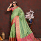Lorenvalley Fashion Green Organza Silk Woven Design with Rich Meenakari Weaving Pallu Saree - Swadesiicart