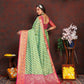 Lorenvalley Fashion Green Organza Silk Woven Design with Rich Meenakari Weaving Pallu Saree - Swadesiicart