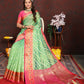 Lorenvalley Fashion Green Organza Silk Woven Design with Rich Meenakari Weaving Pallu Saree - Swadesiicart