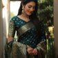 Lorenvalley Premium Pure Handmade Bandhej Kanjivaram silk saree with Zari Weaving Rich Pallu saree - Green - Swadesiicart