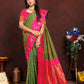Lorenvalley Fashion Green Soft Paithani Silk Woven Design Rich Zari Meenakari Weaving Saree - Swadesiicart
