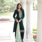 Lorenvalley Fashion Green Velvet with Rich Sequins & Zari Embroidered work Kurta Pant with Dupatta - Swadesiicart