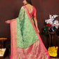 Lorenvalley Fashion Green Organza Silk Woven Design with Rich Meenakari Weaving Pallu Saree - Swadesiicart