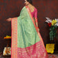 Lorenvalley Fashion Green Organza Silk Woven Design with Rich Meenakari Weaving Pallu Saree - Swadesiicart