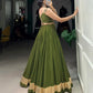 Lorenvalley Pure Rayon Green Plain With Embossed Design Lace Touch Up Lehenga Choli | Swadesiicart
