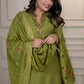 Lorenvalley Fashion Green Roman Silk Embroidery Sequence Work Kurta Pant with Dupatta - Swadesiicart