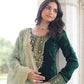 Lorenvalley Fashion Green Velvet with Rich Sequins & Zari Embroidered work Kurta Pant with Dupatta - Swadesiicart