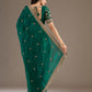 Lorenvalley Fashion Green Fendy Satin with Embroidery Double Sequence Work Saree with Blouse - Swadesiicart