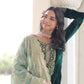 Lorenvalley Fashion Green Velvet with Rich Sequins & Zari Embroidered work Kurta Pant with Dupatta - Swadesiicart