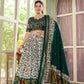 Lorenvalley Green Tussar Silk Floral Print with Foil Print Lehenga Choli with Dupatta | Swadesiicart