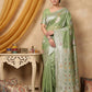 Anaita Green Linen Woven Work Saree With Blouse