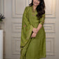 Lorenvalley Fashion Green Roman Silk Embroidery Sequence Work Kurta Pant with Dupatta - Swadesiicart