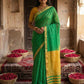 Anaita Green Cotton Printed Saree With Blouse