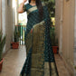 Lorenvalley Premium Pure Handmade Bandhej Kanjivaram silk saree with Zari Weaving Rich Pallu saree - Green - Swadesiicart