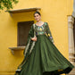 Lorenvalley Fashion Green Vichitra Silk with Multi Thread & Embroidered work Anarkali Gown with Dupatta - Swadesiicart