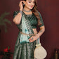 Anaita Green Zari Weaving Work Satin Silk Saree With Blouse