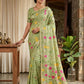 Anaita Green Linen Woven Work Saree With Blouse
