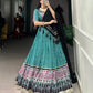 Lorenvalley Green Rayon with Bandhej And Ajarakh Print With Embossed Design Gota Lace Touch up Lehenga Choli | Swadesiicart