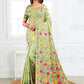 Anaita Green Linen Printed Saree With Blouse